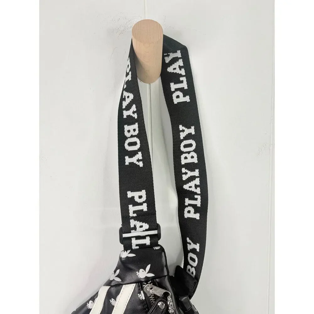 Playboy Black Stripe Bunny Logo Fanny Pack Bl